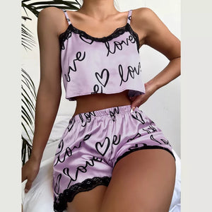 Sexy Silk Pajama Set Women's 2 Pieces