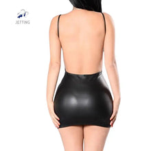 Sexy Glossy Faux Leather Dress Backless