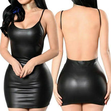 Sexy Glossy Faux Leather Dress Backless